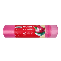 Пакеты для мусора ПНД с завязками 60л, 20шт, в рулоне, розовые, Komfi