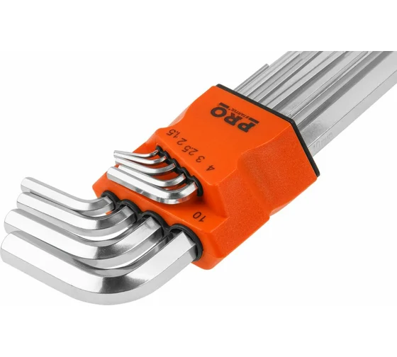 Набор ключей шестигр. 1,5-10 мм 9 шт короткие с шар. PRO STARTUL