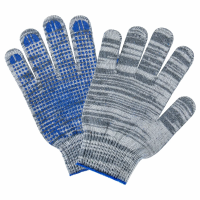 Перчатки х/б 7 класс серые, с ПВХ точкой