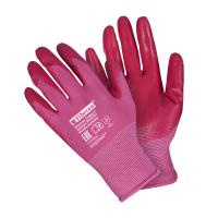 Перчатки Для садовых работ БАРБАРИС, полиэстер, нитриловое покрытие, микс цветов в и/у, 8(М), Fib
