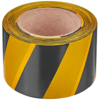 Лента сигнальная для ограждений 200мх50мм, черно-желтая неклейкая