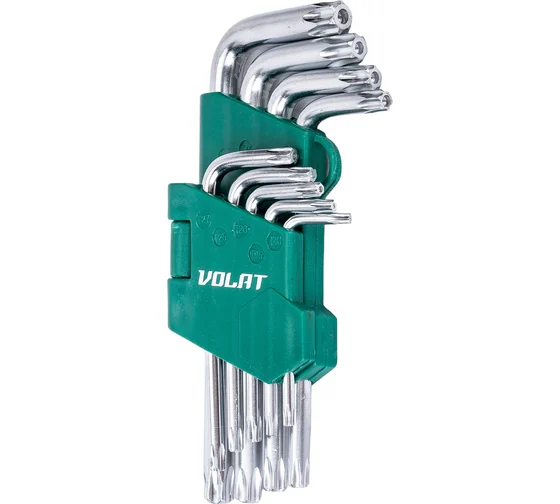 Набор имбусовых ключей Torx T10-T50 9 шт коротких ВОЛАТ