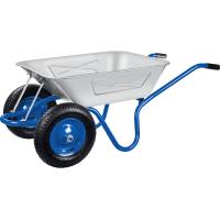 Тачка строительная двухколесная усиленная с цельной рамой, 280 кг.