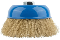 Корщетка-чашка, гайка М14, стальная латунированная волнистая проволока 125 мм, блистер