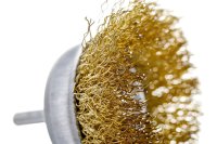 Корщетка чашечная, со шпилькой, стальная латунированная волнистая проволока 65 мм