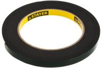 Лента двухсторонняя клейкая на вспененной основе черная, 9 мм*5 м STAYER Professional 