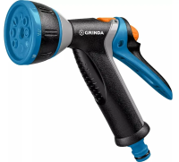 Пистолет поливочный,8 режимов, курок сзади,металлический с TPR, GRINDA BM-8