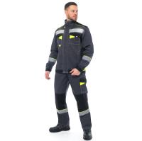 Костюм Корвет с СОП куртка, п/к летний цв.т.серый/черный/лимон р. 112-116/194-200