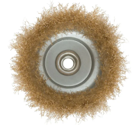 Корщетка-чашка, гайка М14, стальная латунированная волнистая проволока 100 мм, блистер