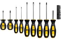 Отвертка-битодержатель с насадками, 9 предм.,STAYER Hercules-19