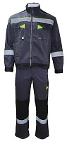 Костюм Корвет с СОП куртка, п/к летний цв.т.серый/черный/лимон р. 112-116/182-188