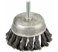 Корщетка чашечная, со шпилькой, стальная витая проволока 75 мм