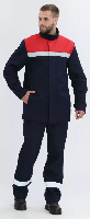 Костюм сварщика Велд-СОП 1 кл.защиты (тк.Хлопок-ОП,350) брюки, т.синий/красный р. 56-58/170-176