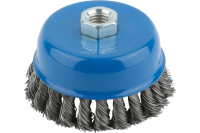 Корщетка-чашка, гайка М14, стальная витая проволока 100 мм, блистер