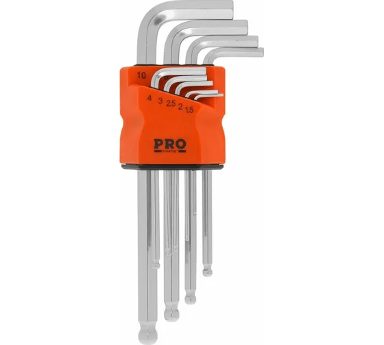 Набор ключей шестигр. 1,5-10 мм 9 шт короткие с шар. PRO STARTUL