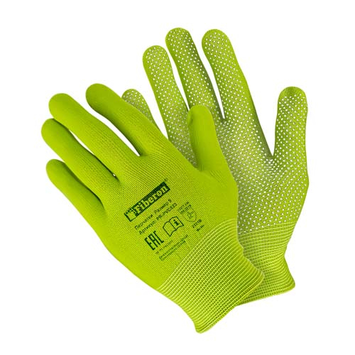 Перчатки Для садовых работ МИКРОТОЧКА, полиэстер, ПВХ-точка, микс цветов в и/у, 9(L), Fiberon