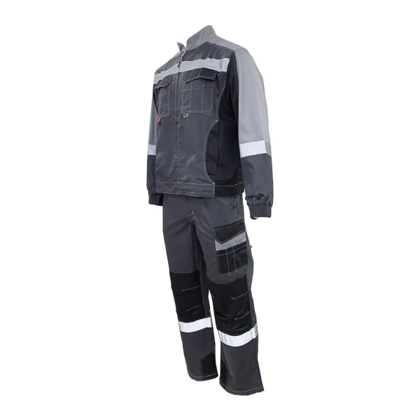 Костюм Формула Коттон ФП2 куртка, полуком., цвет: т/серый, св/серый и чёрный р. 112-116/182-188