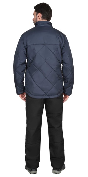 Куртка Сириус-Прага-Люкс мужская, сине-серая (подкладка бежевый флис) р. 120-124/170-176 (ЧЗ)