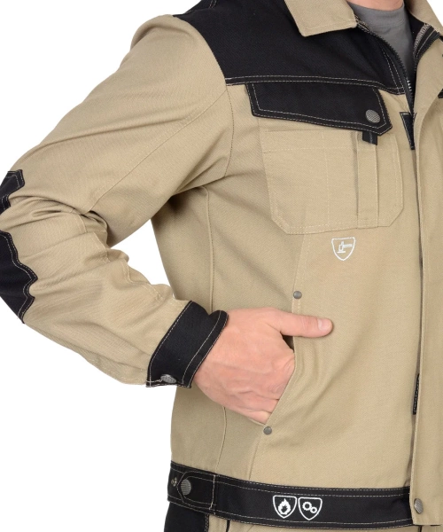 Куртка Вест-Ворк короткая, бежевая с черным р. 88-92/182-188 (ЧЗ)