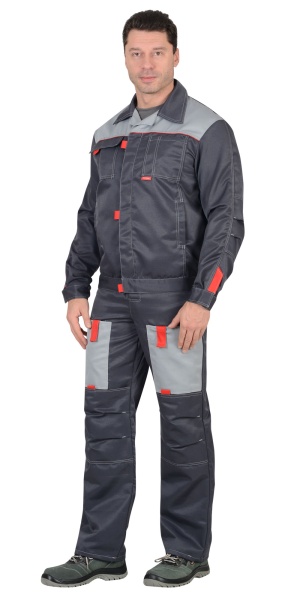 Костюм мужской Фаворит летний с п/к, серый со светло-серым тк. смесовая р. 44-46/182-188