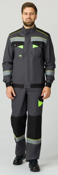 Костюм Ховард-2 (тк.Смесовая,240) п/к, т.серый/черный/лимонный р. 44-46/170-176