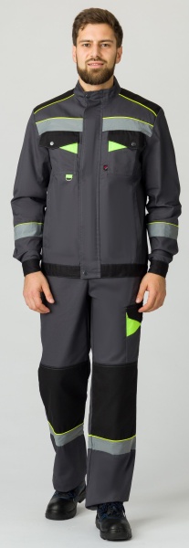 Костюм Ховард-2 (тк.Смесовая,240) п/к, т.серый/черный/лимонный р. 56-58/170-176