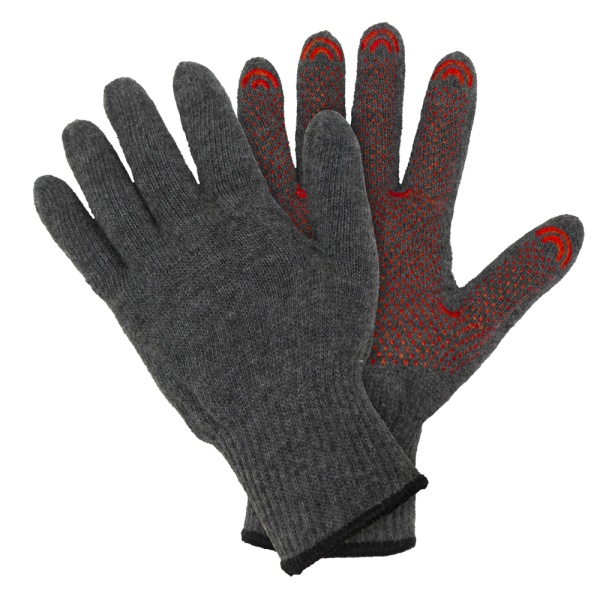 Перчатки шерстяные (70% шерсти)  10 кл. серые с точкой Fiberon