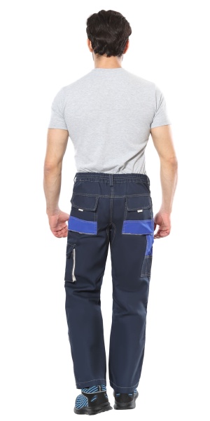 Брюки Двин синий с васильковым и молочной отделкой р. 104-108/170-176