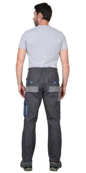 Брюки Двин т. серые со средне серым и голубой отделкой р. 112-116/182-188