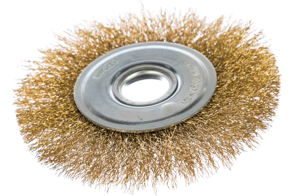 Щетка дисковая для УШМ, витая стальная латунированная проволока 0,3 мм, d=200 мм, MIRAX 