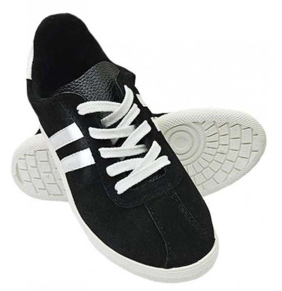 Кроссовки нат.замша ПВХ, черный/белый р.45