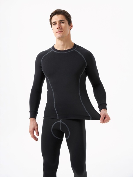 Термобельё в комплекте (фуфайка. кальсоны) Hobo Pro DryWarm стрейч-флис чёрный р. 56