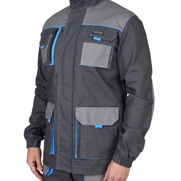 Куртка Сириус-Двин цв. т.серый со средне серым и голубой отделкой р. 88-92/170-176 (ЧЗ)