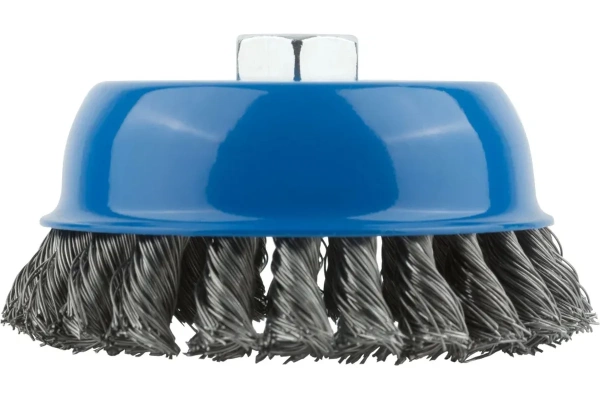 Корщетка-чашка, гайка М14, стальная витая проволока 125 мм, блистер