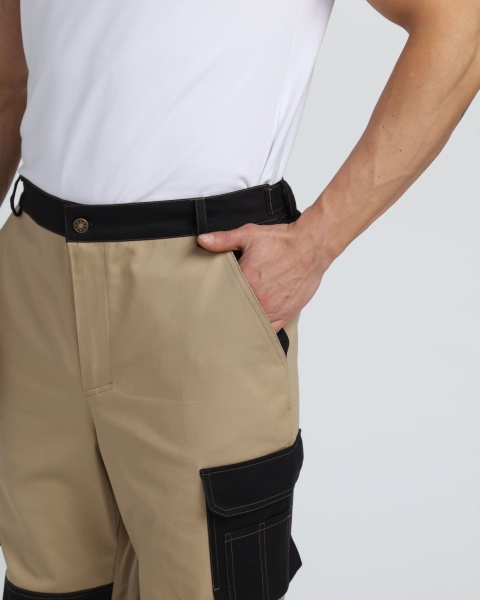 Брюки Милан CH (тк.Смесовая,260), бежевый/черный р. 52-54/170-176