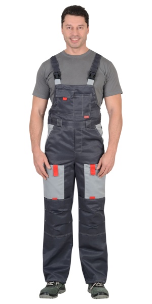 Костюм мужской Оптимальный куртка, полукомбинезон цв. т.серый, св.серый 44-46/170-176