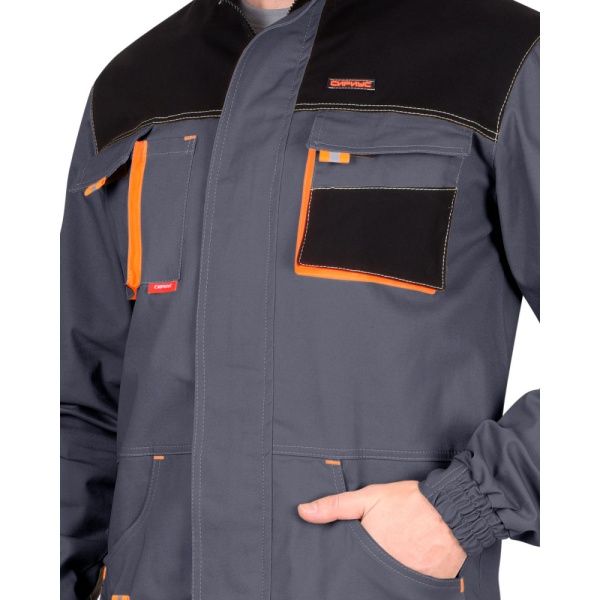 Куртка Сириус-Манхеттен длинная темно-серая с оранжевым и черным р. 104-108/182-188