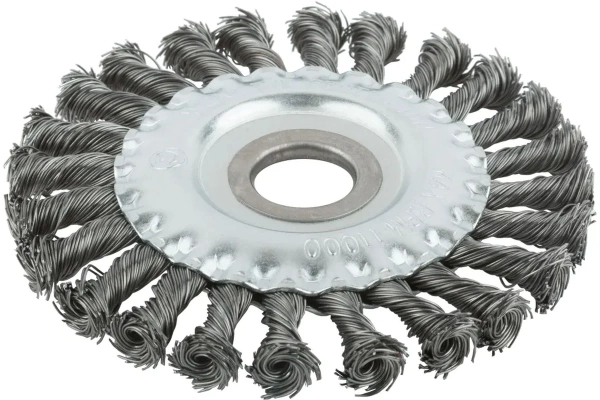 Корщетка дисковая прямая, посадочный диаметр 22,2 мм, стальная витая проволока 180 мм