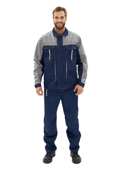 Костюм мужской Оптимальный летний с брюками т.синий/серый р. 48-50/170-176