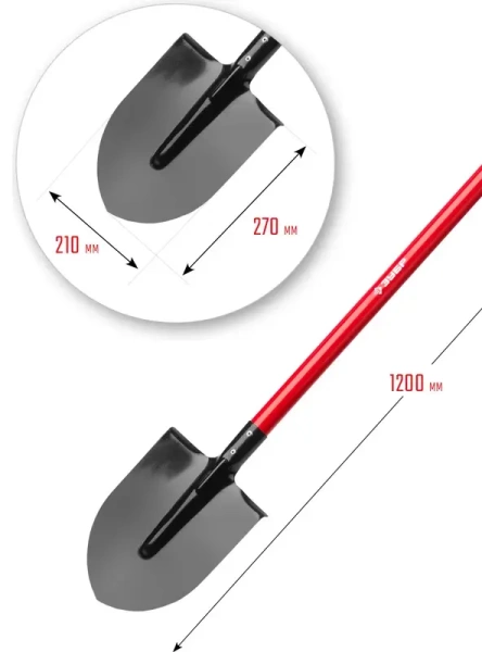 Лопата штыковая, стальной прямой черенок с рукояткой, тип ЛКО 270*210*1200 мм ЗУБР МАСТЕР