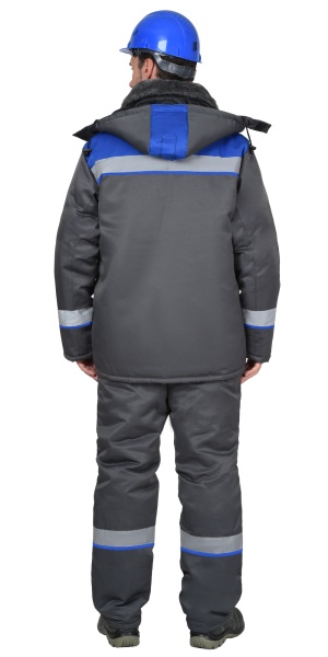 Костюм Рост-Арктика курт.брюки, т.серый с васильковым и СОП 50мм р. 112-116/170-176 (ЧЗ)