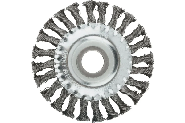 Корщетка дисковая прямая, посадочный диаметр 22,2 мм, стальная витая проволока 180 мм