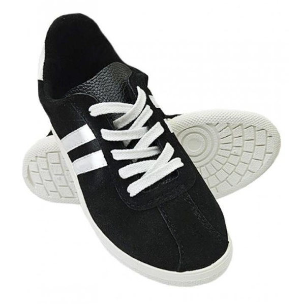 Кроссовки нат.замша ПВХ, черный/белый р.42