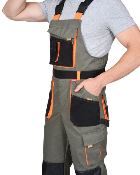 Полукомбинезон Сириус-Манхеттен оливковый с оранжевым и черный р. 104-108/182-188