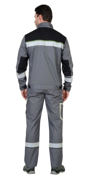 Костюм Сириус-Бостон куртка кор., п/комб. ср.серый с молочным и черным р. 112-116/182-188