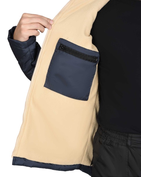 Куртка Сириус-Прага-Люкс мужская, сине-серая (подкладка бежевый флис) р. 120-124/170-176 (ЧЗ)