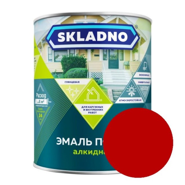 Эмаль ПФ-115 ПРЕСТИЖ Skladno Красная 10 кг