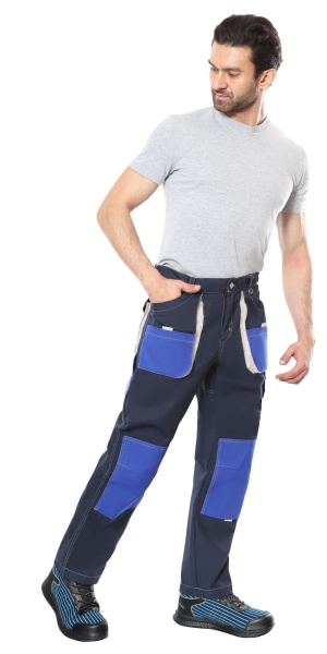 Брюки Двин синий с васильковым и молочной отделкой р. 104-108/170-176